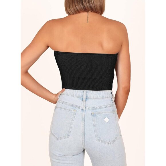 Women’s Knit Tube Top Strapless Crop Basic Tank Summer Vacation Casual - Picture 5 of 9